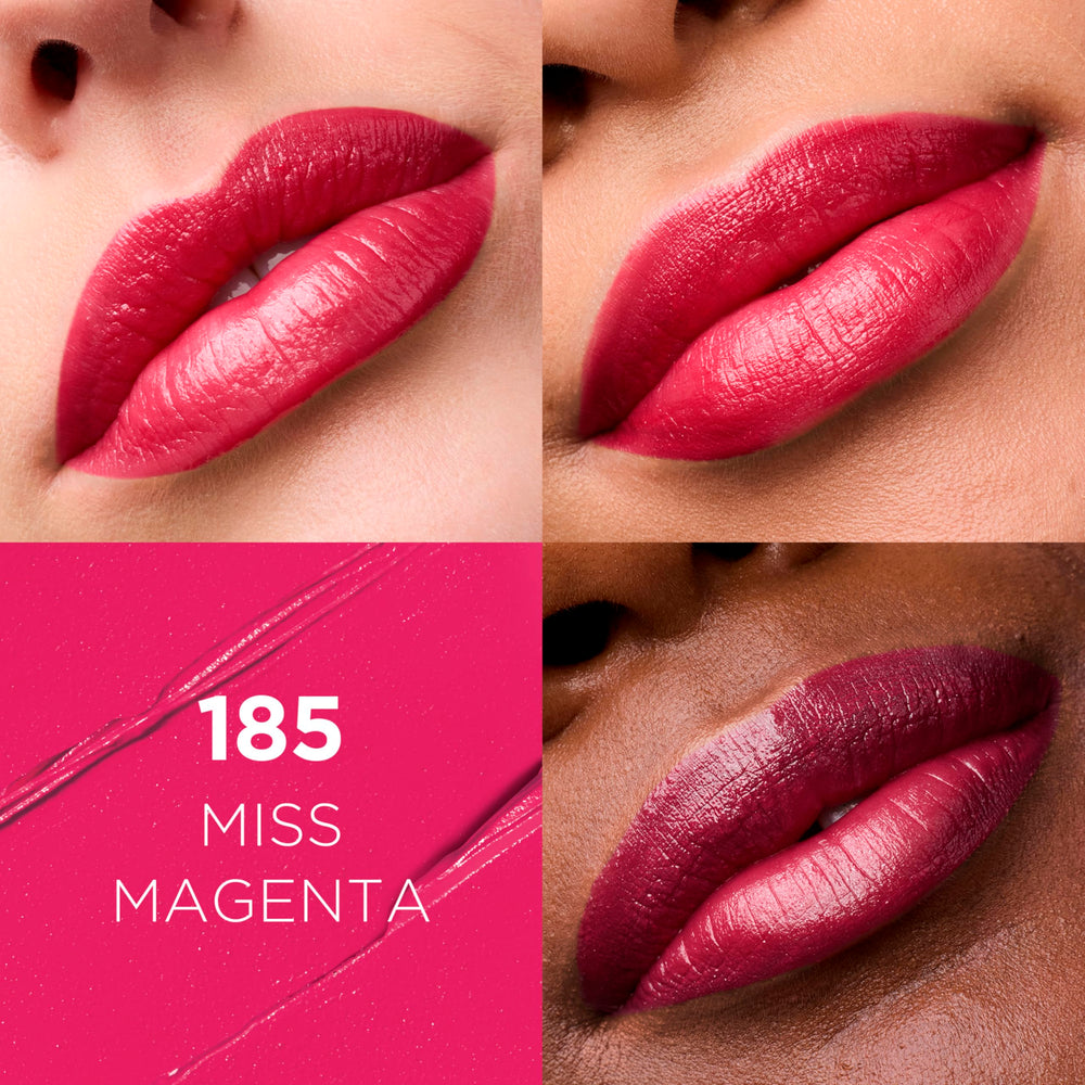 L'Oreal Paris Colour Riche Miss Magenta swatch showing vibrant satin color.