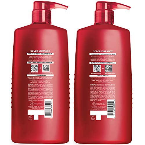 L'Oreal Paris Elvive Color Vibrancy conditioner bottle demonstrates lasting color protection and smooth finish