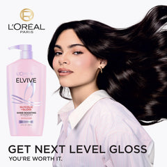 L'Oreal Paris Elvive Glycolic + Gloss conditioner bottle ready to detangle.