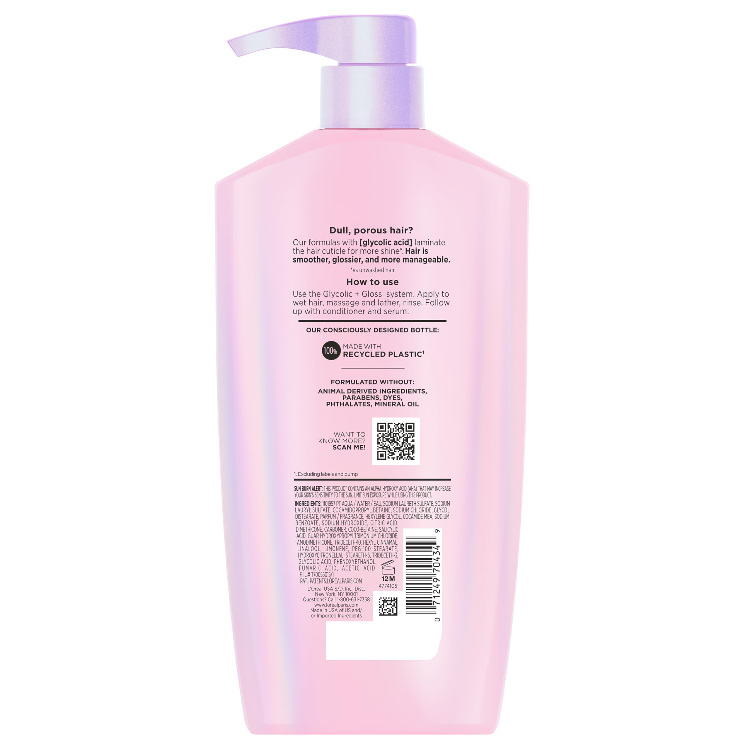 L'Oreal Paris Elvive Glycolic + Gloss reflection shot highlighting radiant gloss.
