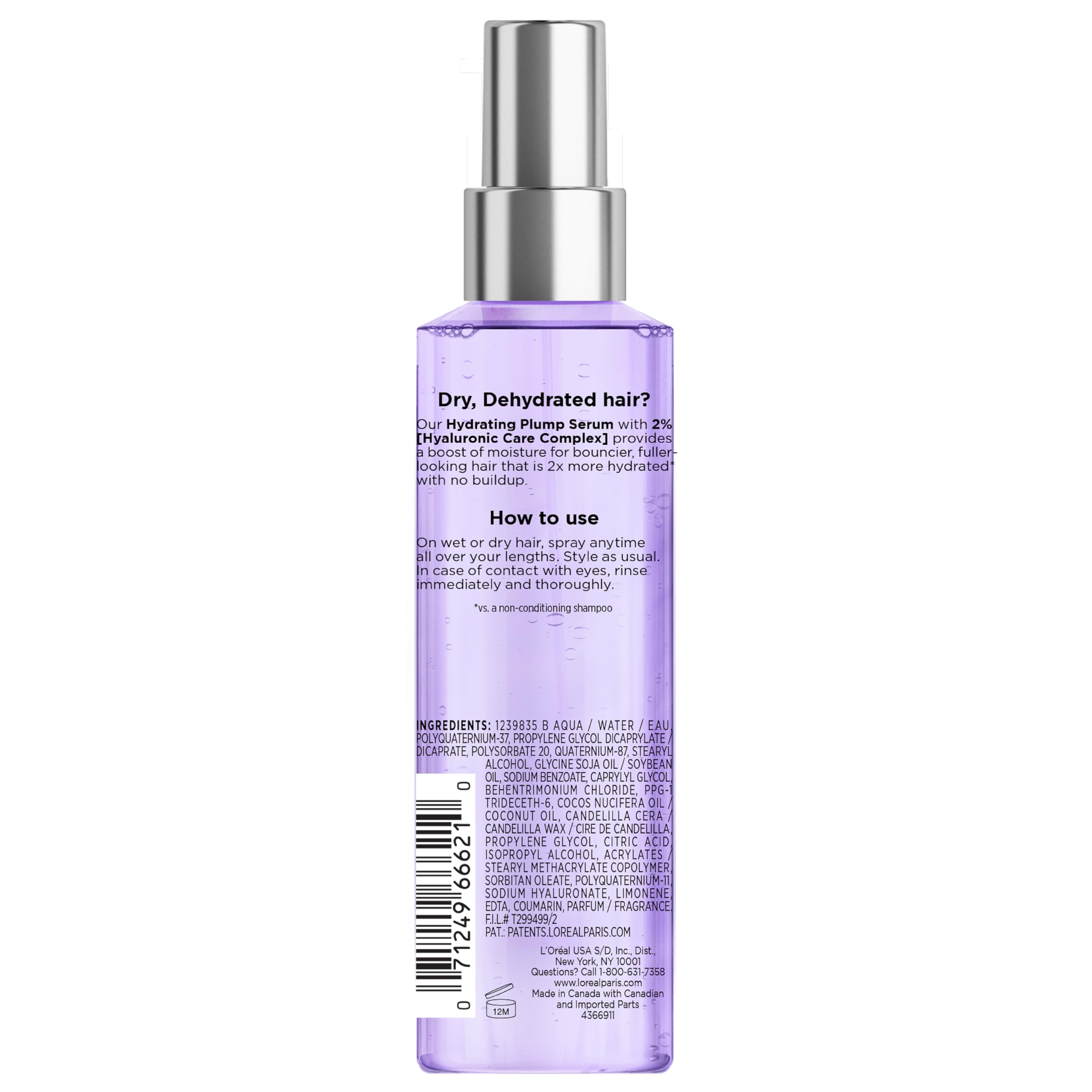 Elvive Hyaluron Plump bottle with pump for easy application.