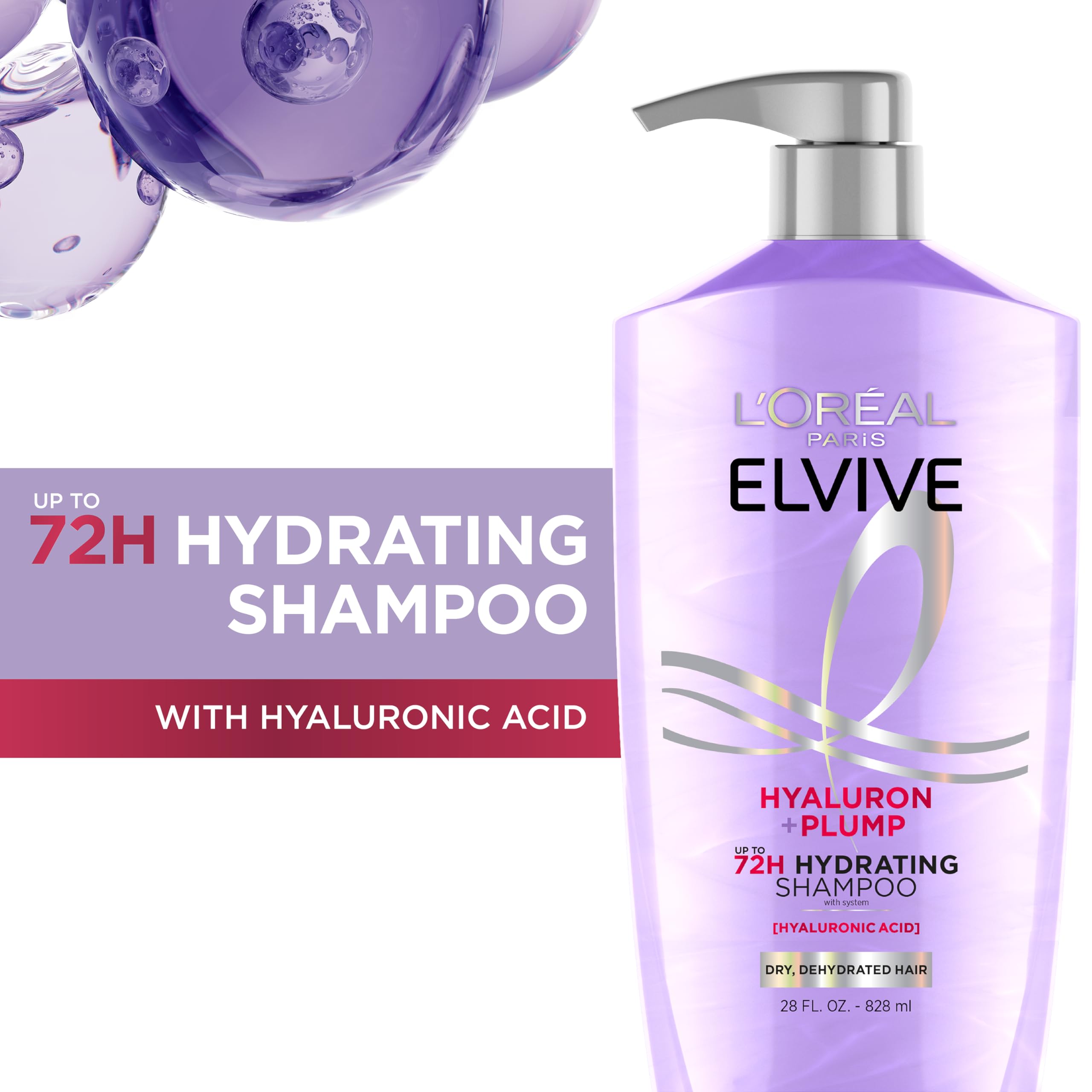 L'Oreal Paris Elvive Hyaluron Plump conditioner bottle detangling and moisturizing.