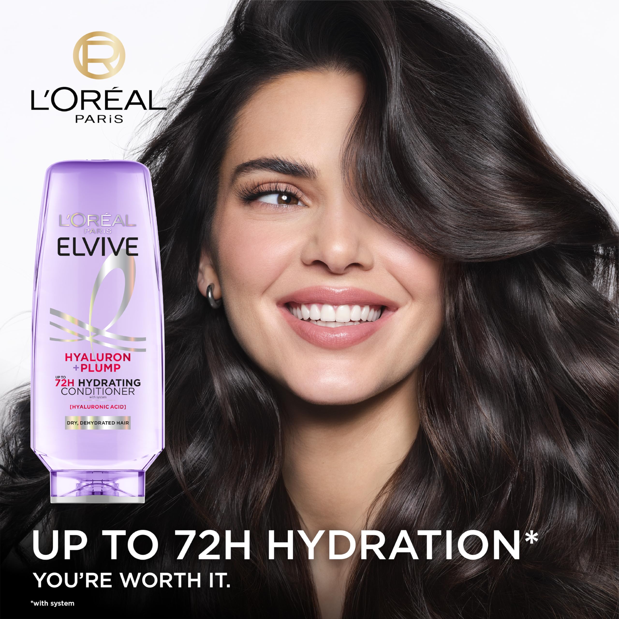 Hair appears shiny and hydrated after Hyaluron Plump conditioner.