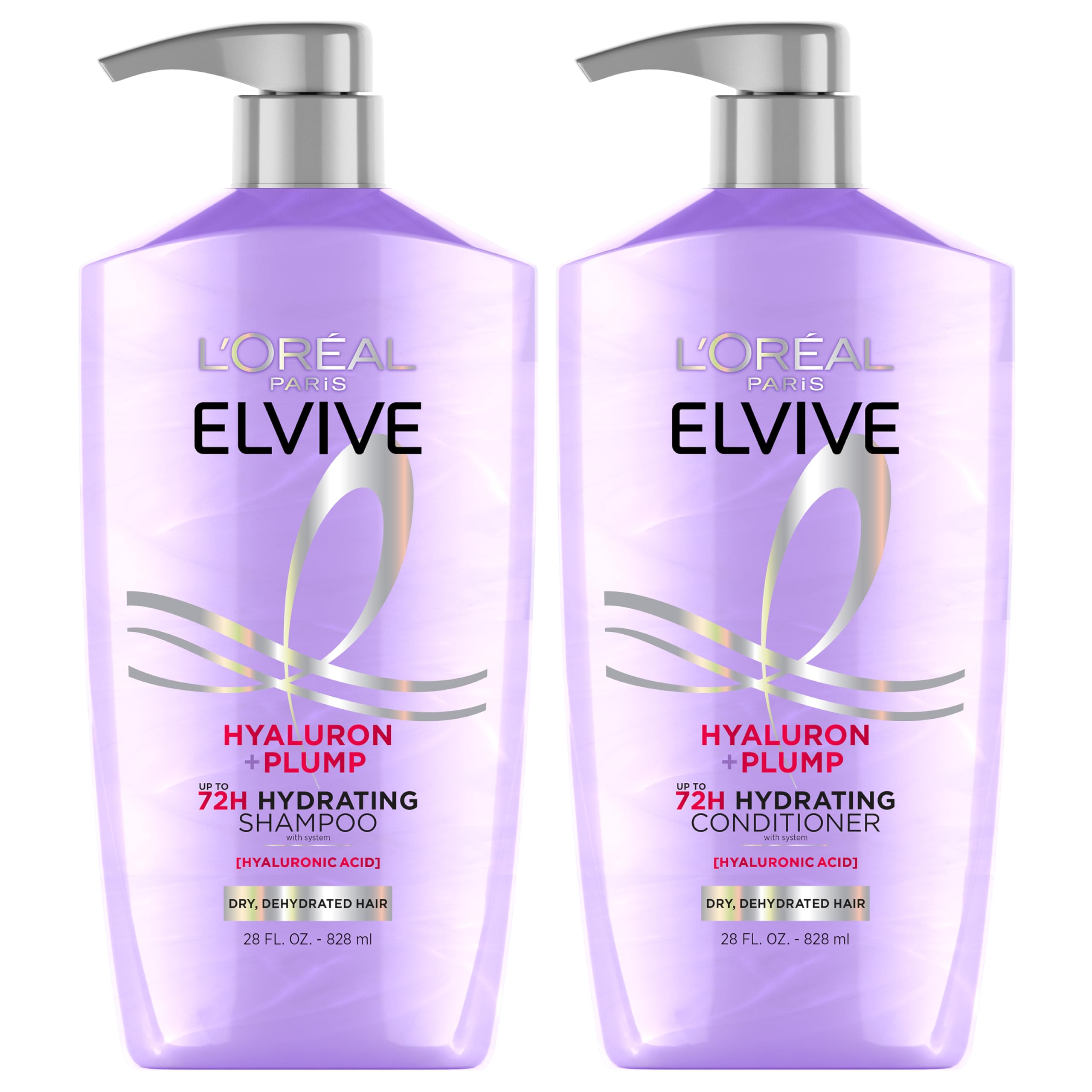 L'Oreal Paris Elvive Hyaluron Plump shampoo bottle delivering instant hydration.
