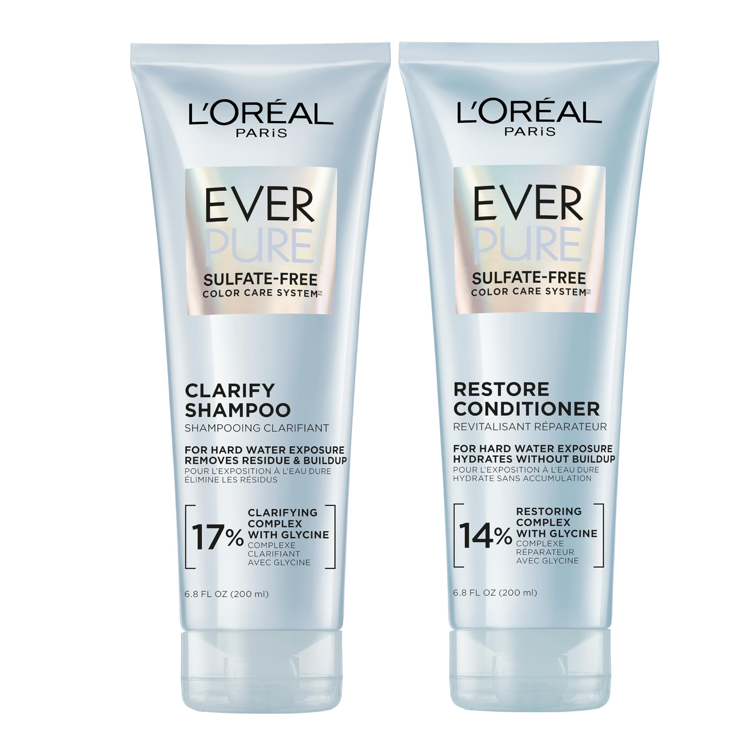 L'Oreal Paris EverPure Clarify shampoo bottle removing buildup while protecting color.