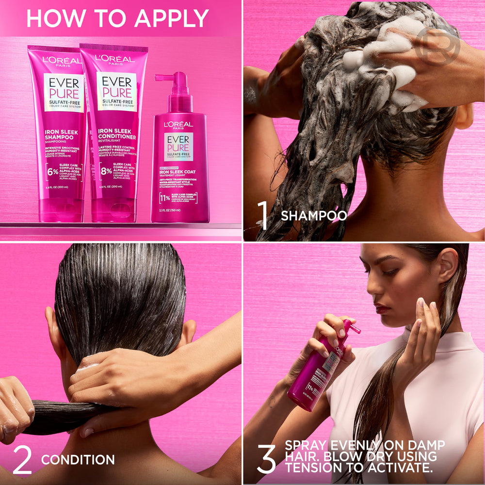L'Oreal Paris EverPure Iron Sleek packaging on bathroom counter