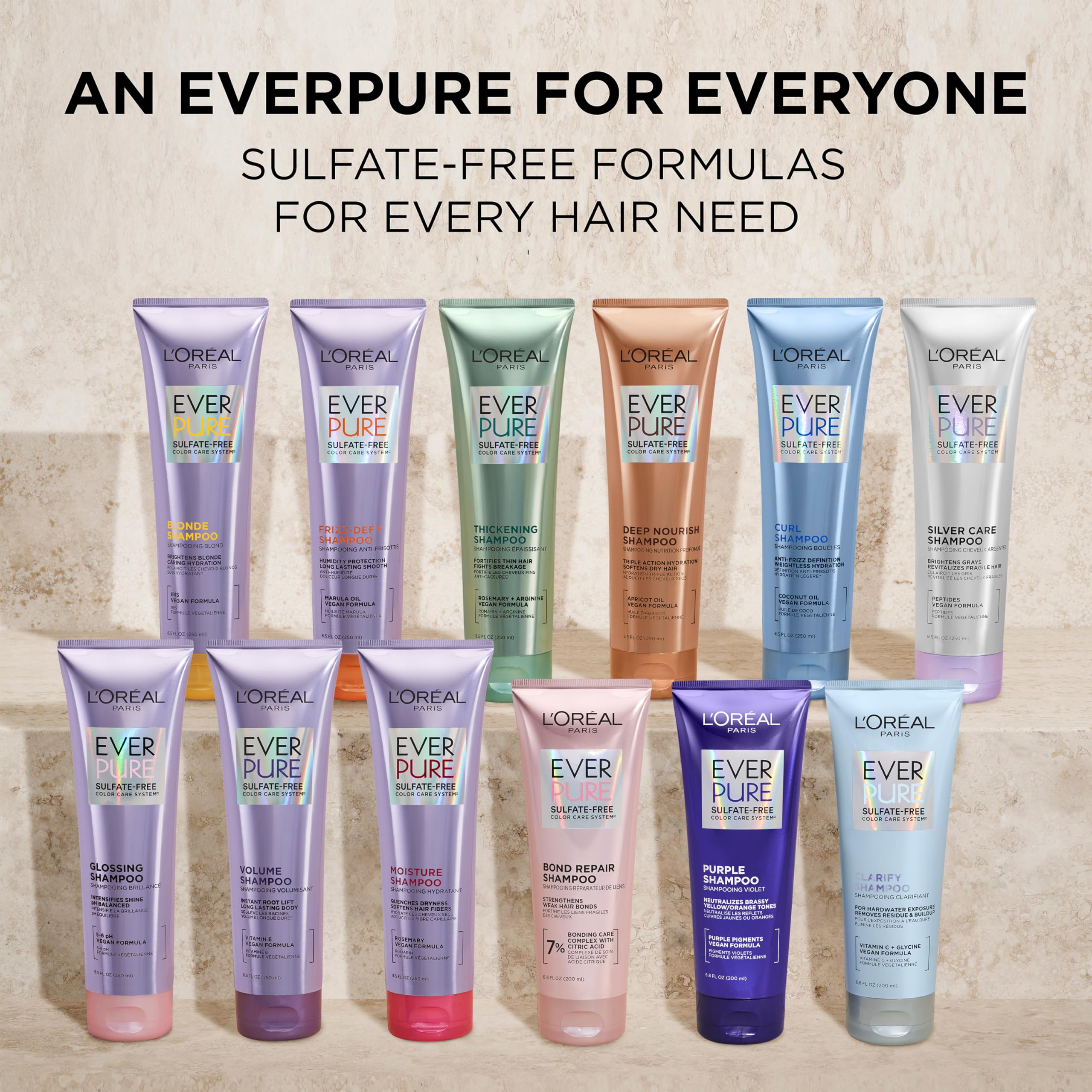 Hair strands with gentle shine after using EverPure conditioner.