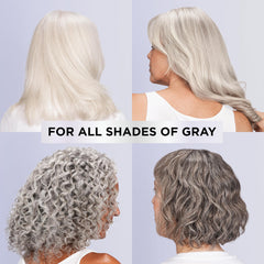 L'Oreal Paris EverPure Silver Care conditioner massaged into wet gray hair.