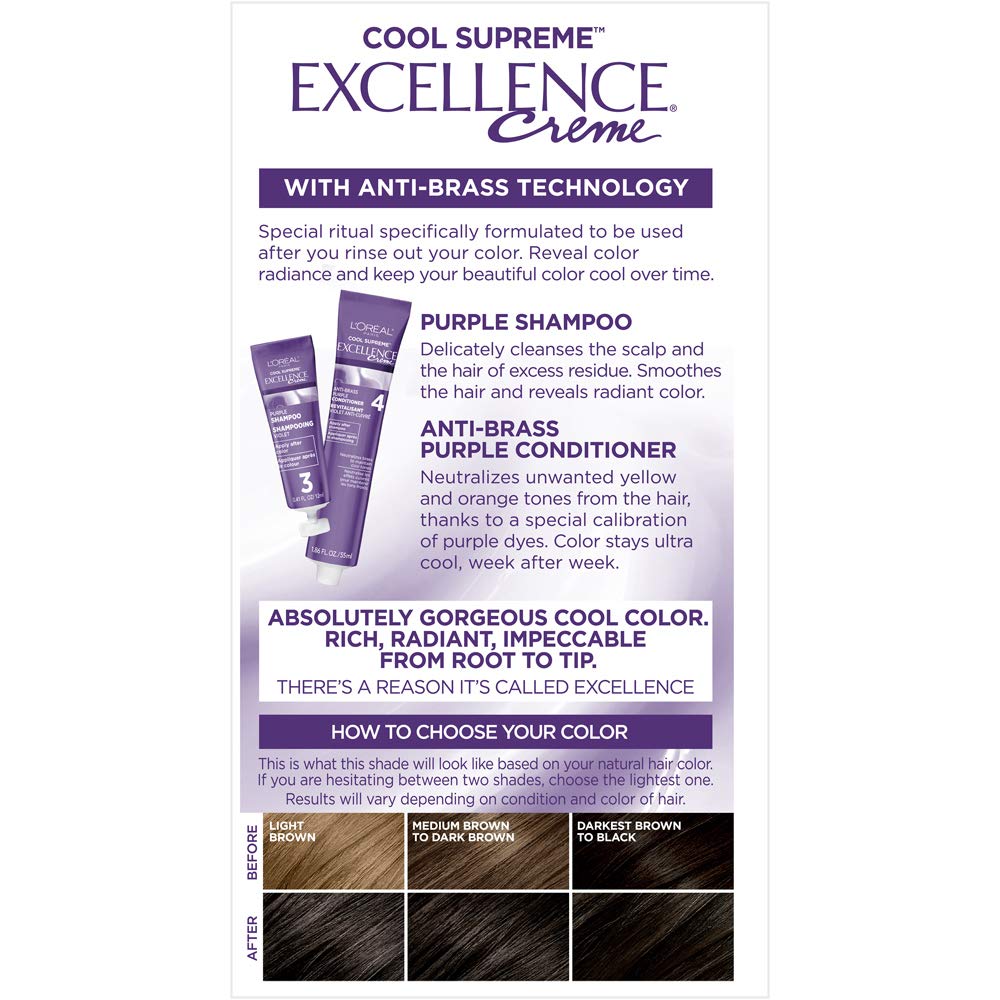 L'Oreal Paris Excellence Cool Supreme 6UA 100% gray coverage on stubborn greys.