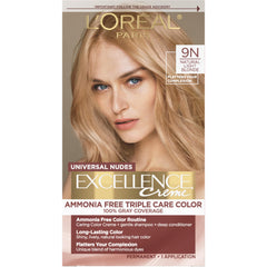L’Oréal Paris Excellence Universal Nudes 9N kit ready for natural light blonde shade