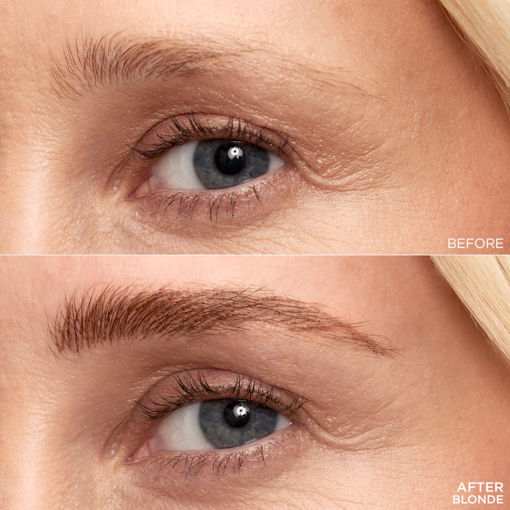 Completed brow look with Faux Brow pen defining the arches and tails.