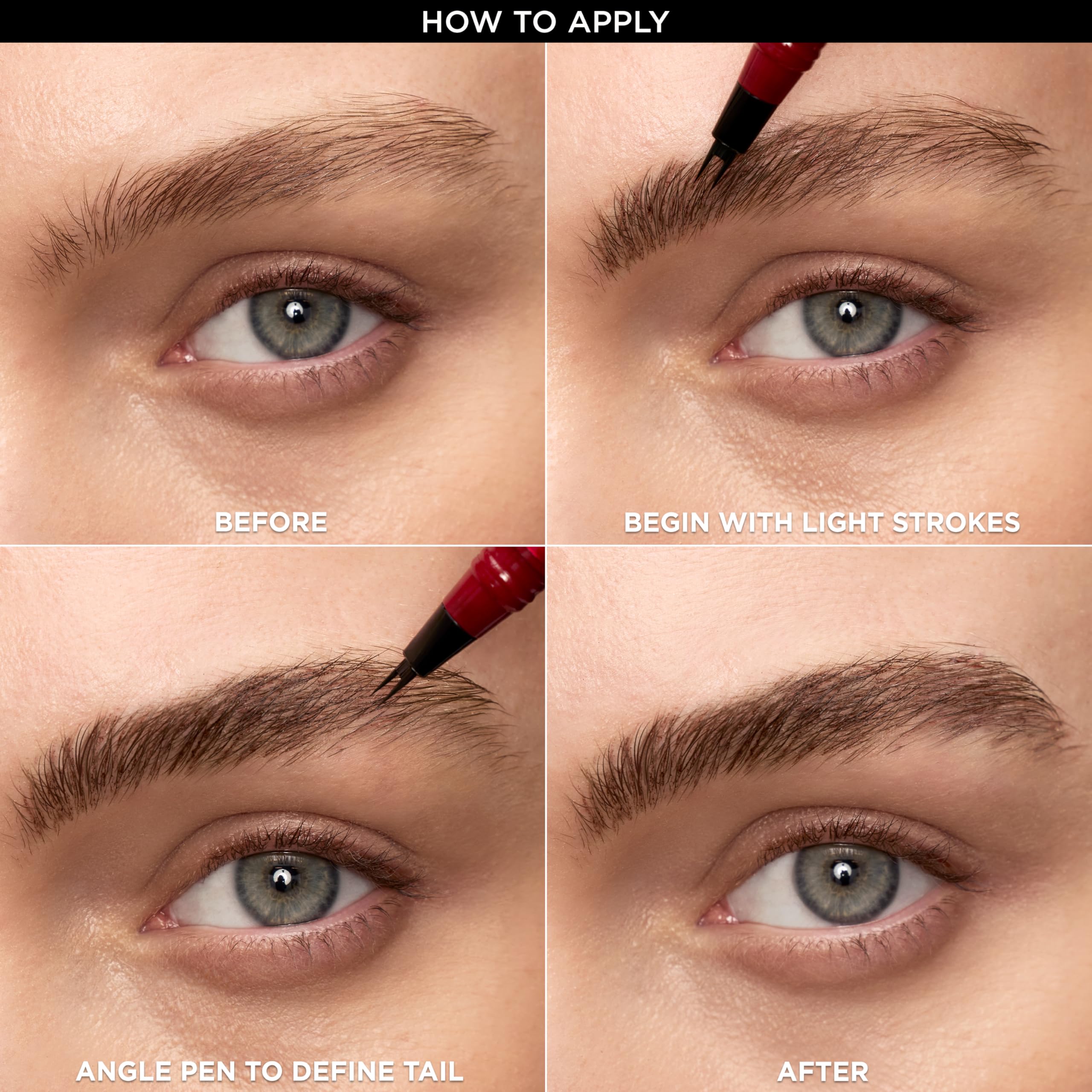 Waterproof, smudge-resistant Faux Brow formula helps brows stay defined.