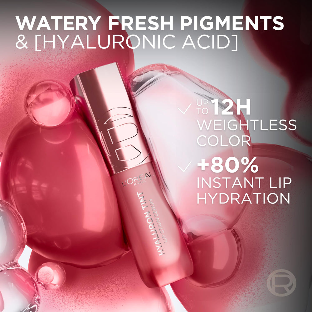 L'Oreal Paris Hyaluron Tint hydration burst on contact delivering plush lip feel