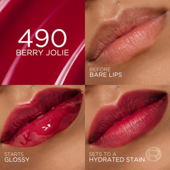 L'Oreal Paris Hyaluron Tint Lip Stain Serum Berry Jolie swatch showing rich pigment.