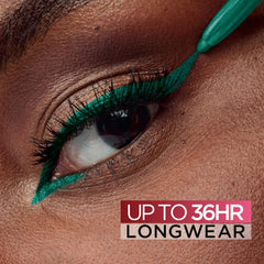 Close-up showing smooth glide application with the emerald green liner.