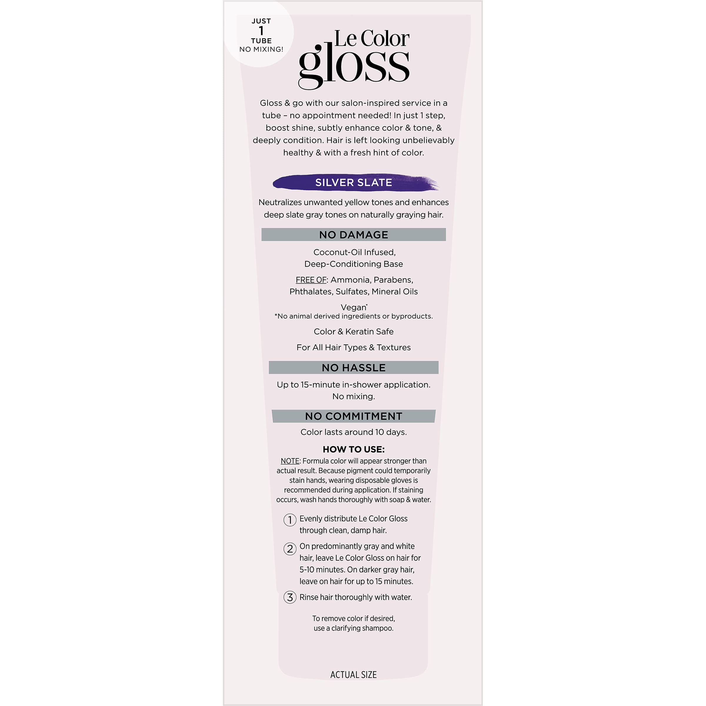 Coconut oil conditioning base visible in Le Color Gloss formula.