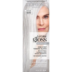 L'Oreal Paris Le Color Gloss tube close-up for in-shower toning on gray hair.