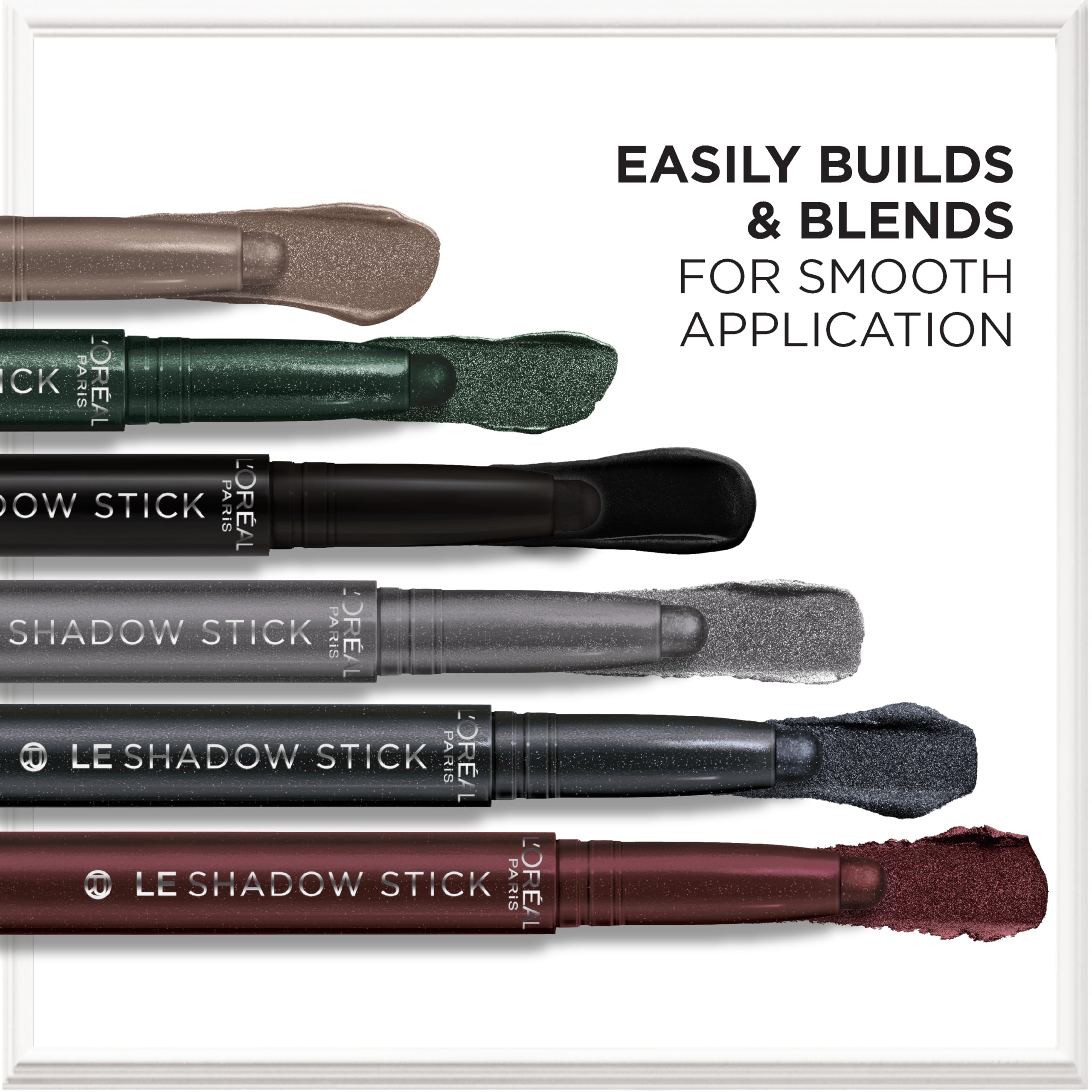 L'Oreal Paris Le Shadow Stick swatches on multiple skin tones