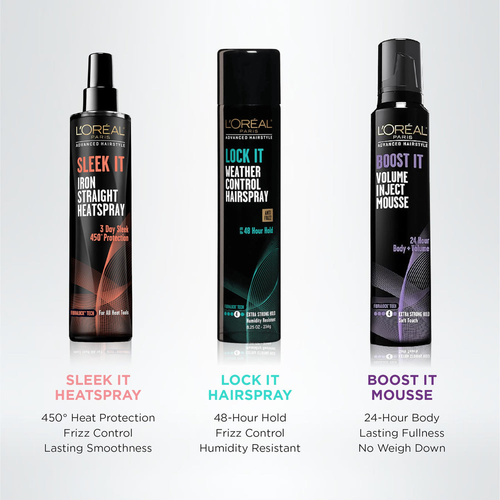 L’Oréal Paris Lock It delivers extra-strong hold for finishing bold looks.