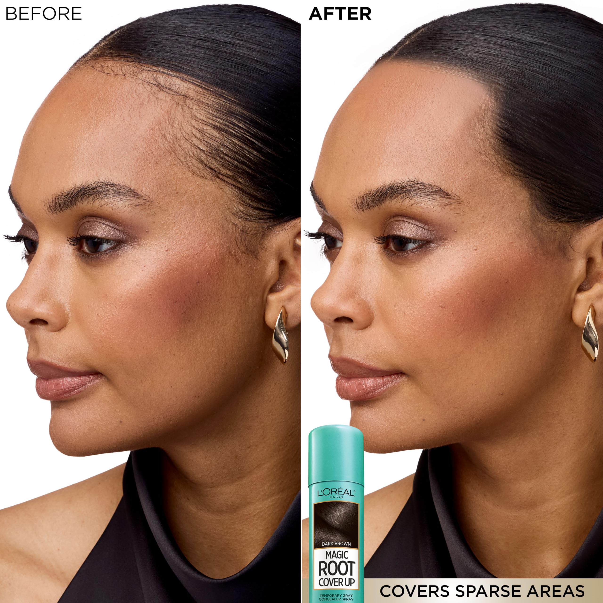 Eight-shade palette of L'Oreal Paris Magic Root Cover Up supports diverse color matches.