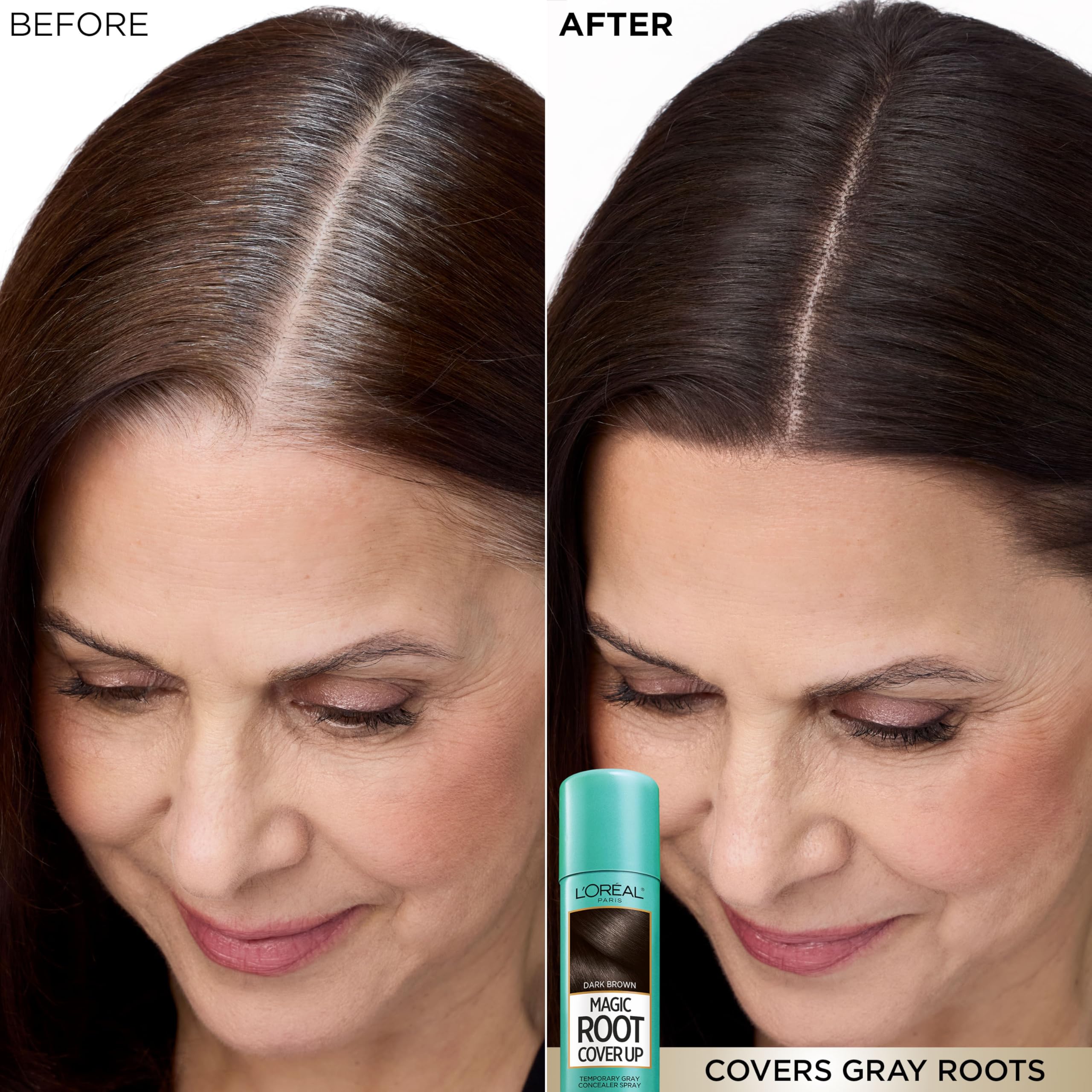 L'Oreal Paris Magic Root Cover Up provides a smudge-free finish after drying.