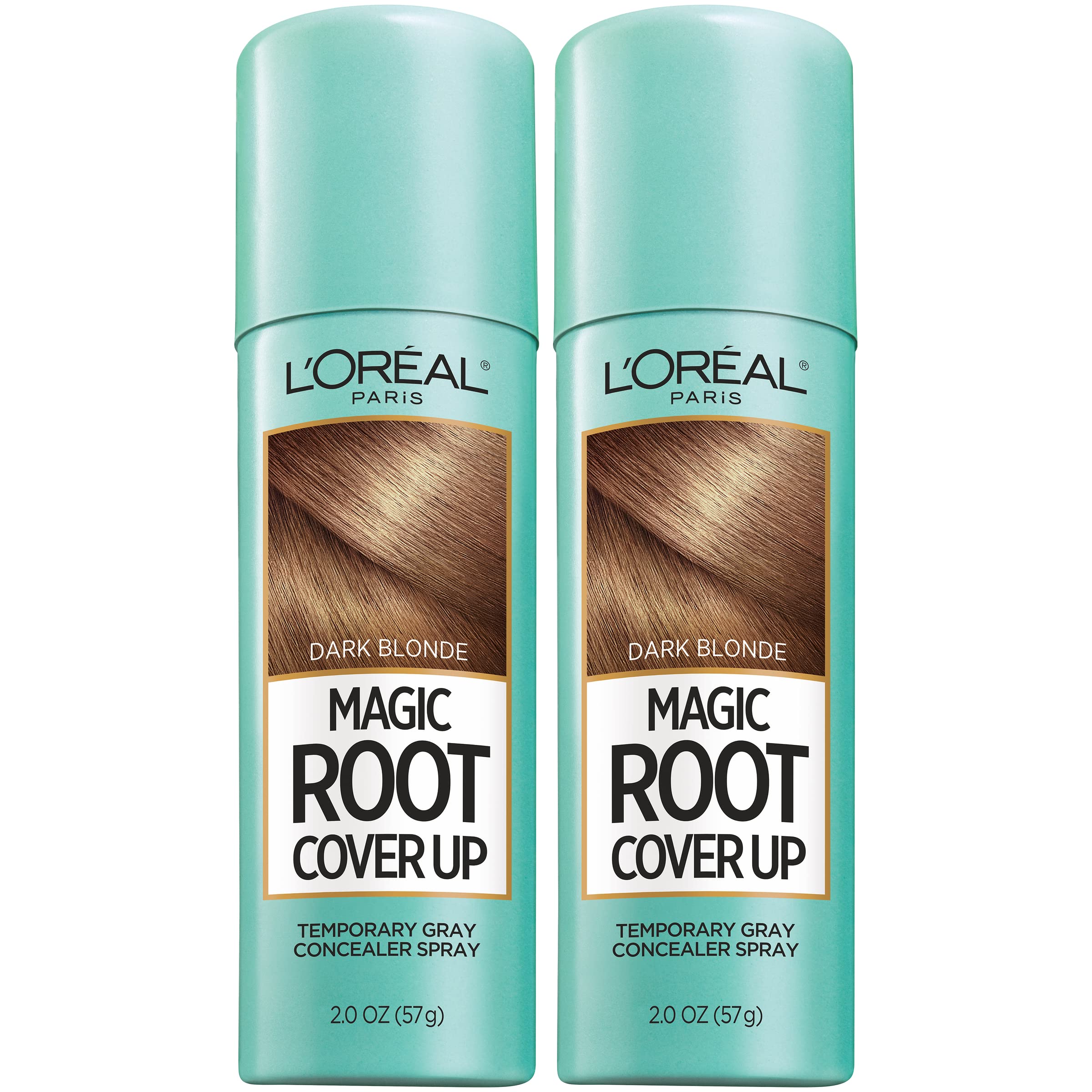 L'Oreal Paris Magic Root Cover Up spray application for quick gray root concealment.