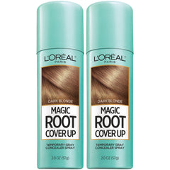 L'Oreal Paris Magic Root Cover Up spray application for quick gray root concealment.