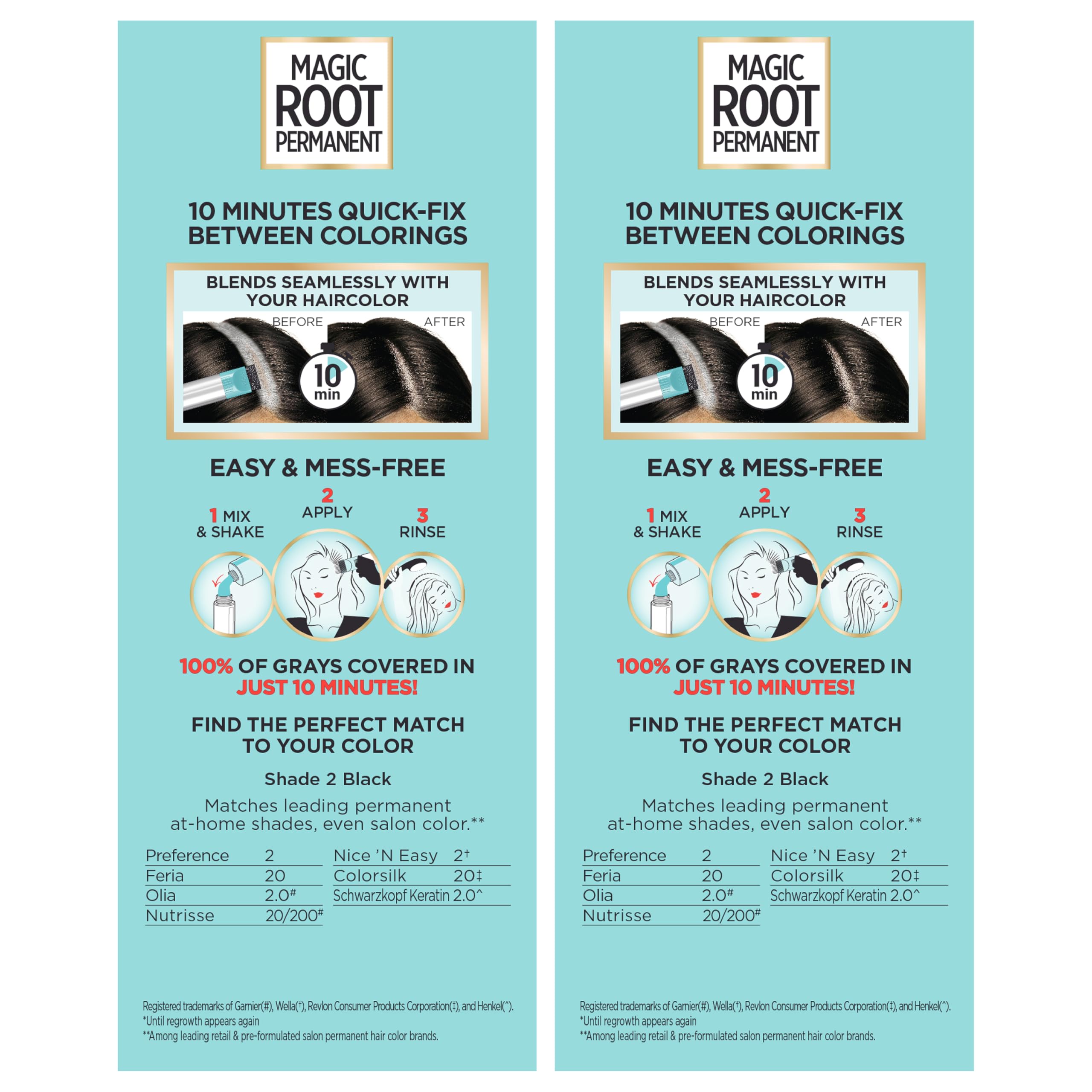 Packaging variation image showing different box designs for Magic Root Permanent.