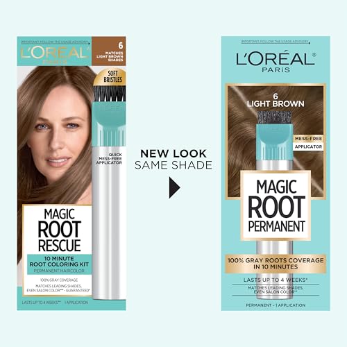 L'Oreal Paris Magic Root Permanent Hair Color 10 minute gray coverage for quick touch ups.