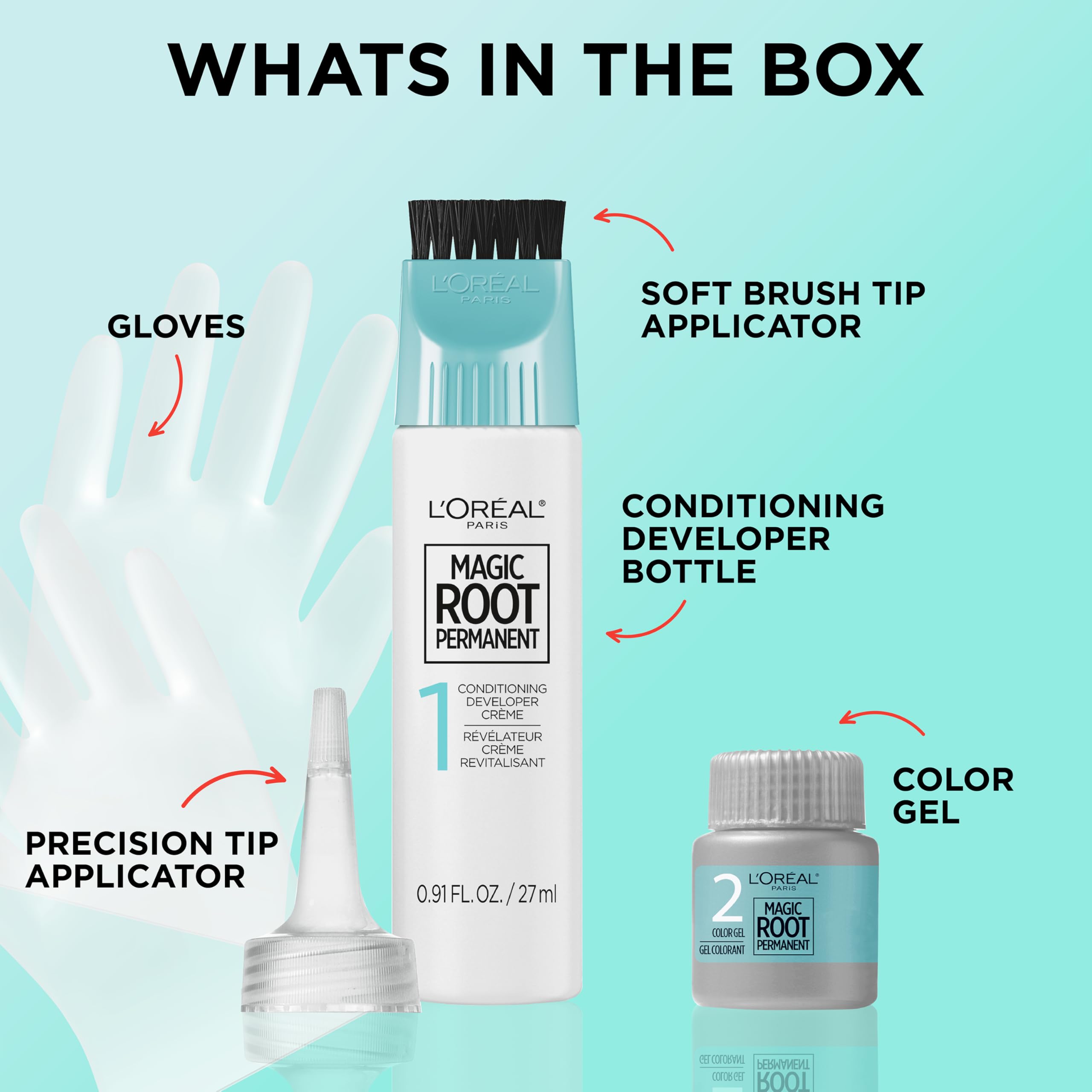 L'Oreal Paris Magic Root Permanent Hair Color low ammonia gel with conditioning for smoother results.