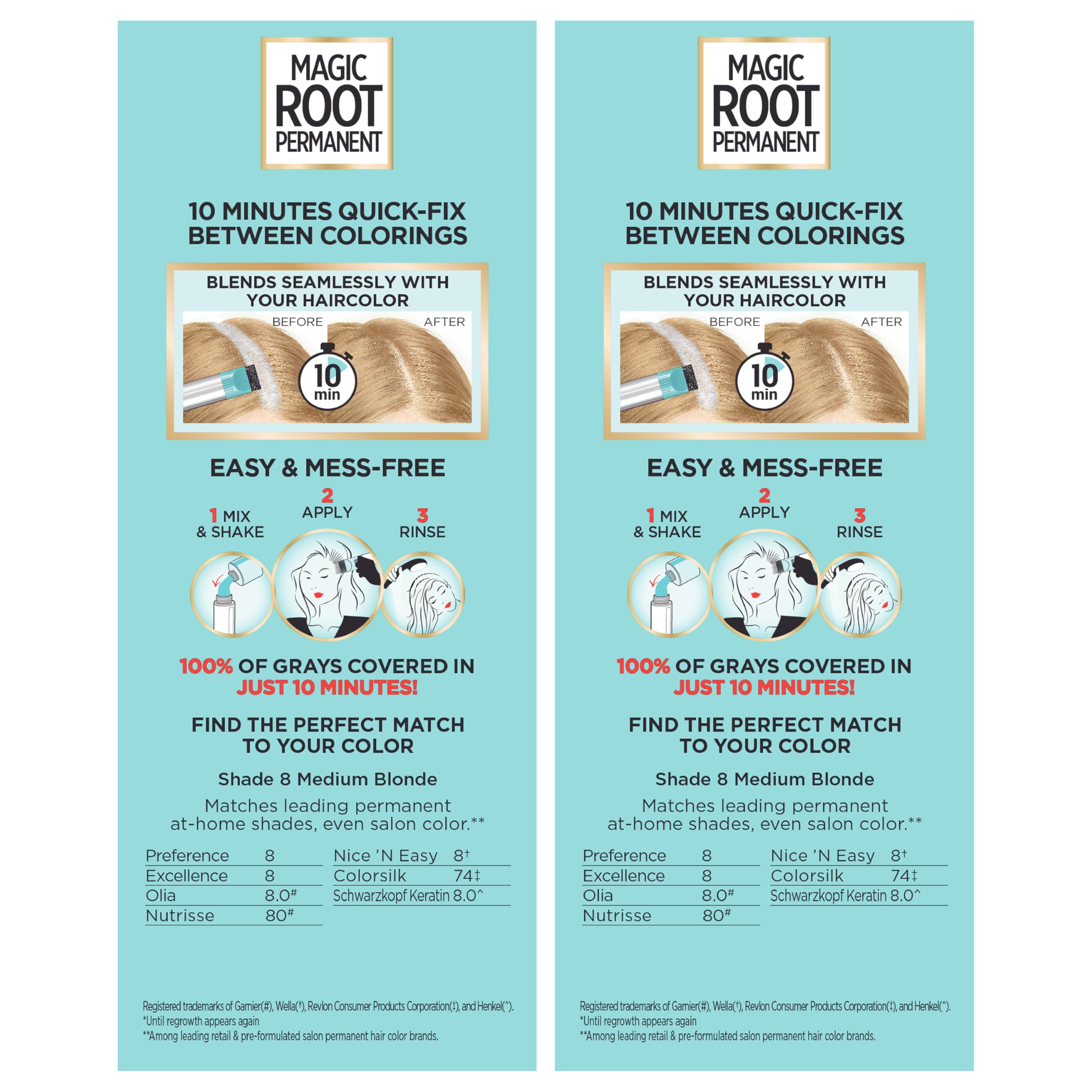 L'Oreal Paris Magic Root Permanent Hair Color two-pack packaging may vary, value for touch ups.