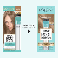L’Oréal Paris Magic Root Rescue color gel with built-in conditioning for seamless gray coverage.