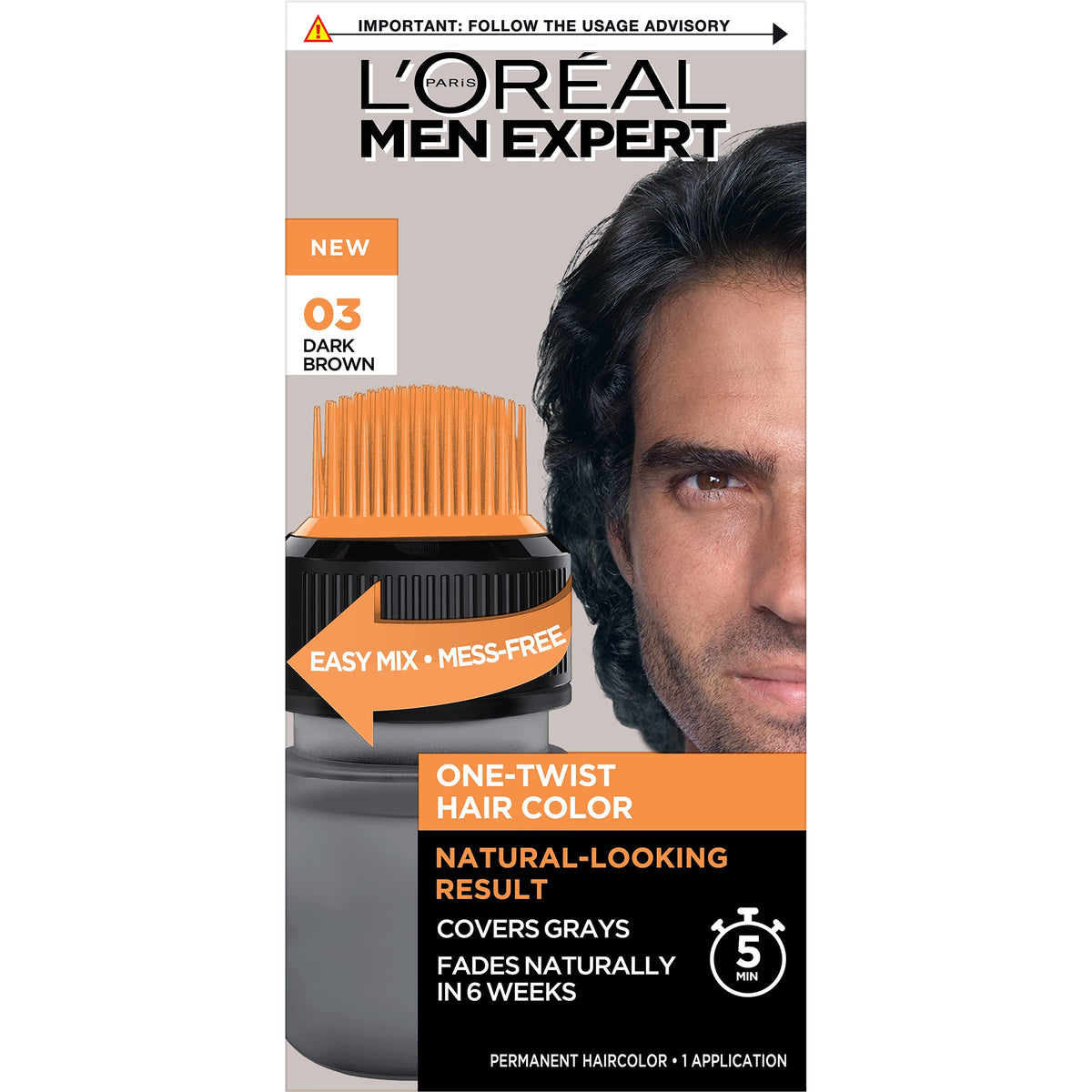 L'Oreal Paris Men Expert One Twist applicator shows mess-free color application