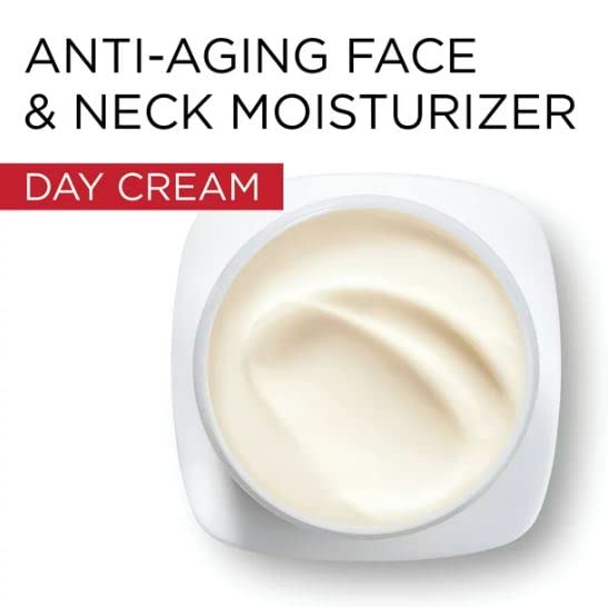 Close-up of product application showing gentle upward massage on face and neck.
