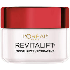 L'Oreal Paris Revitalift cream close-up highlights rich texture for smooth, hydrated skin.