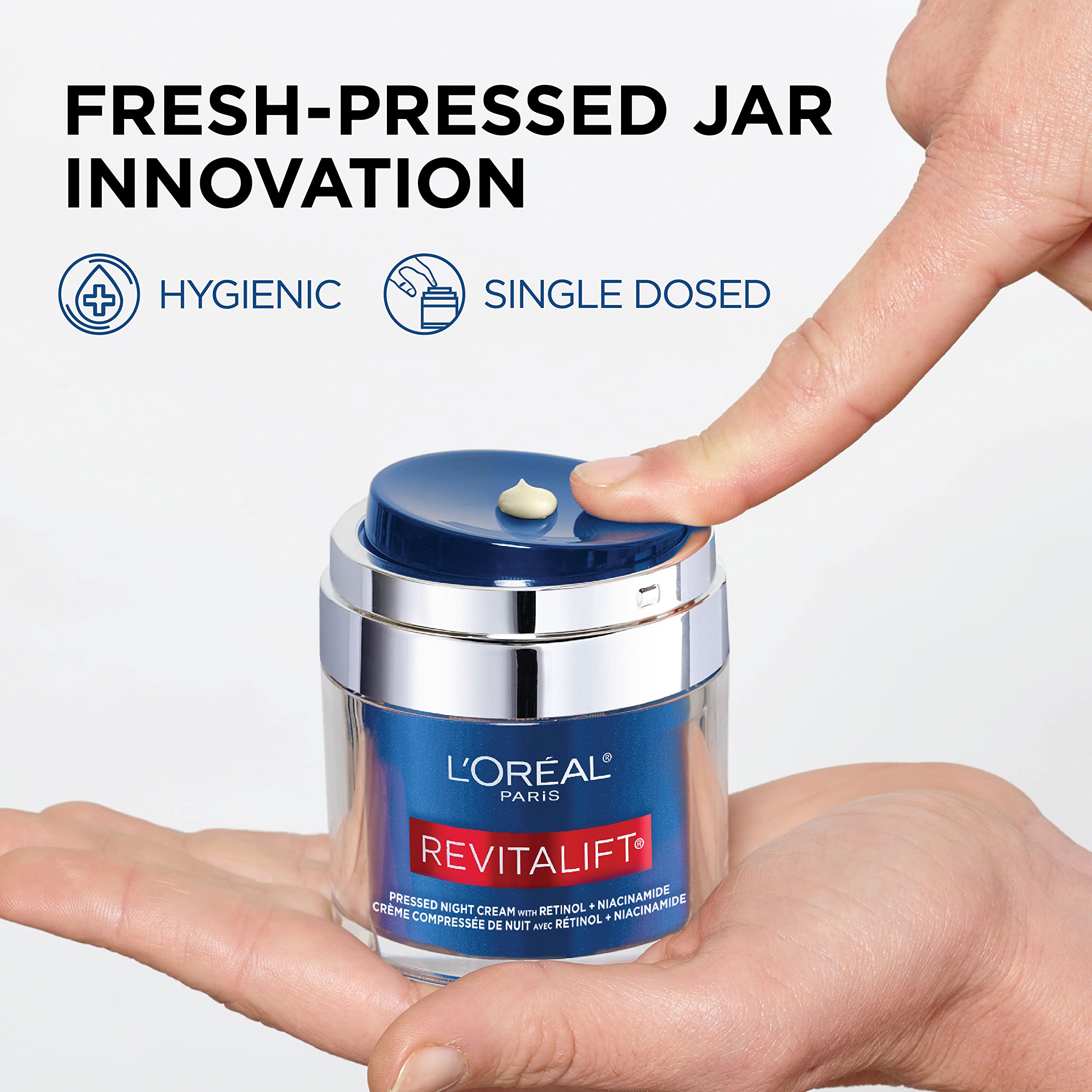 Cream on hand shows quick-absorbing, non-greasy finish.