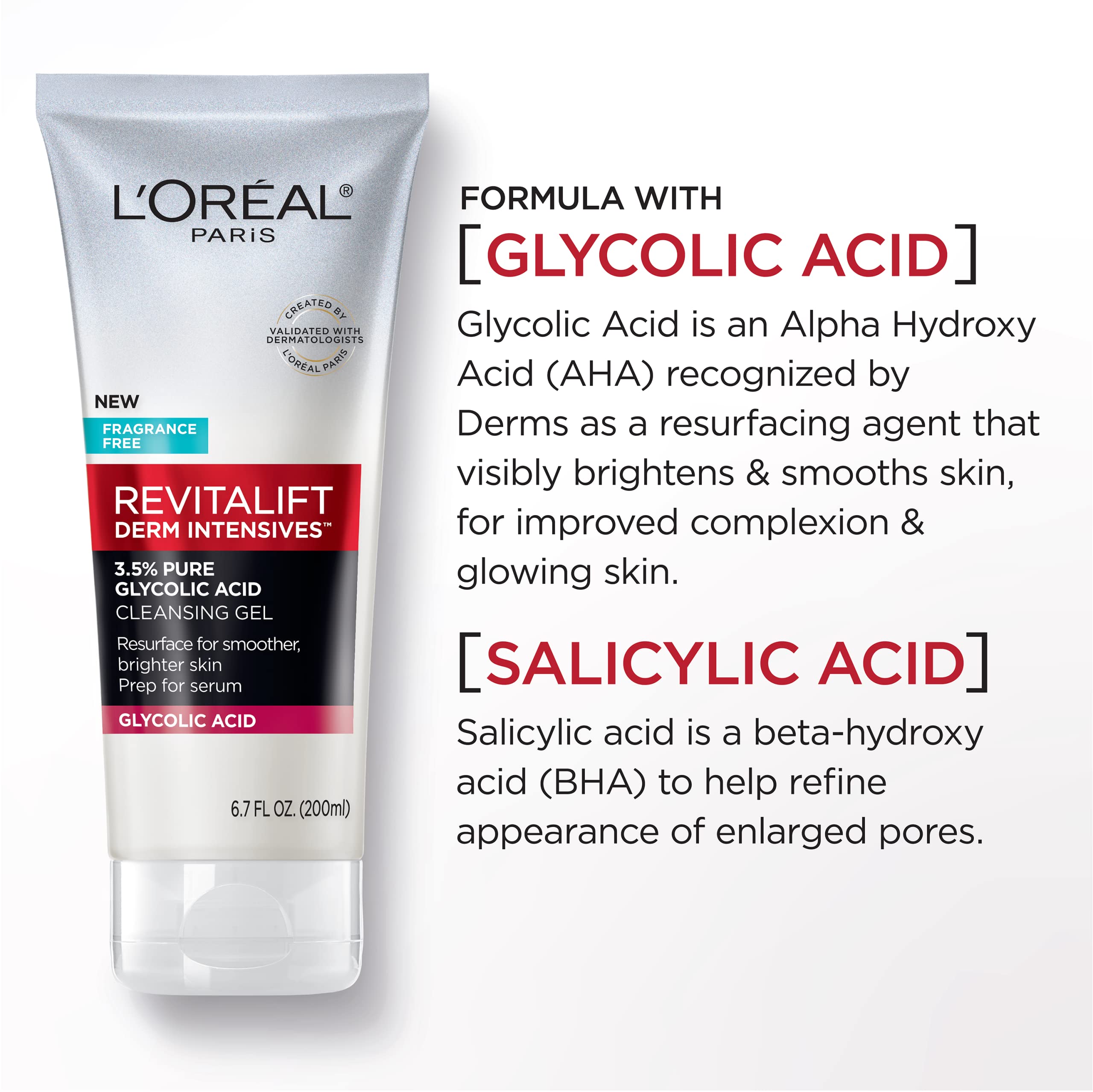 L'Oreal Paris Revitalift glycolic cleanser pump bottle ready for daily exfoliation