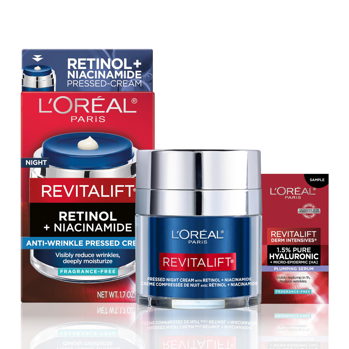 L'Oreal Paris Revitalift pressed jar close-up for fresh-pressed anti-aging care.