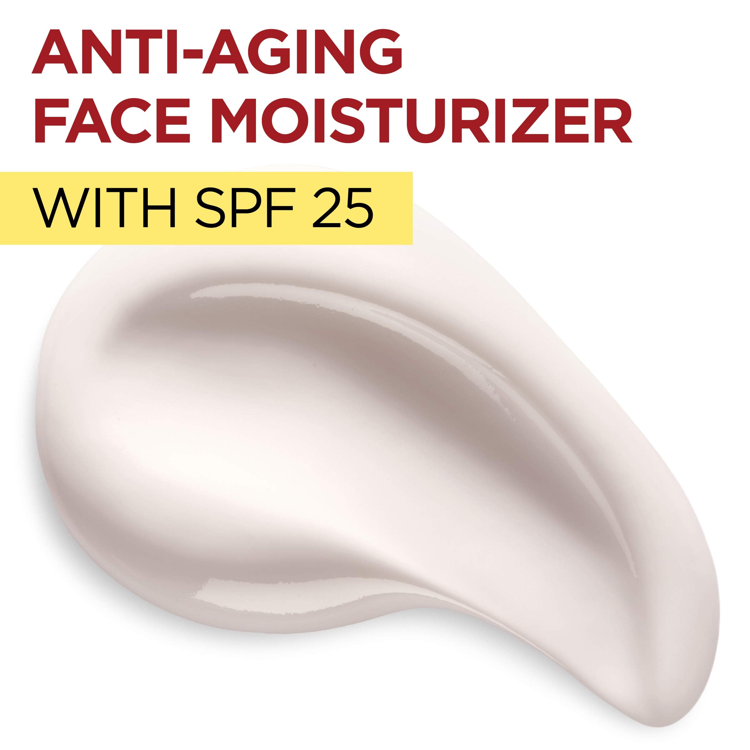 L’Oréal Paris Revitalift SPF25 badge signals broad spectrum daily protection.