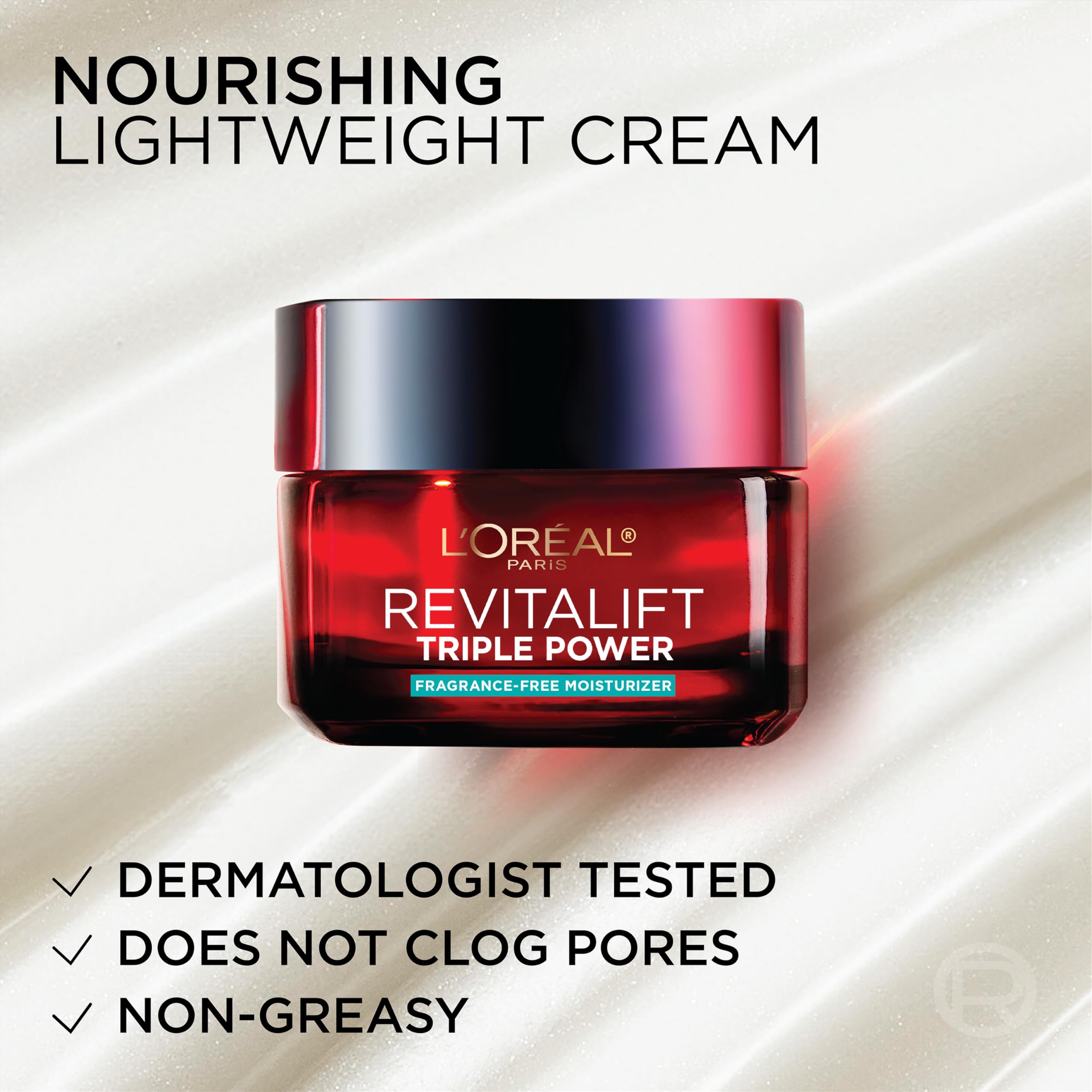 L'Oreal Paris Revitalift pump dispenser enables clean, controlled dosing.