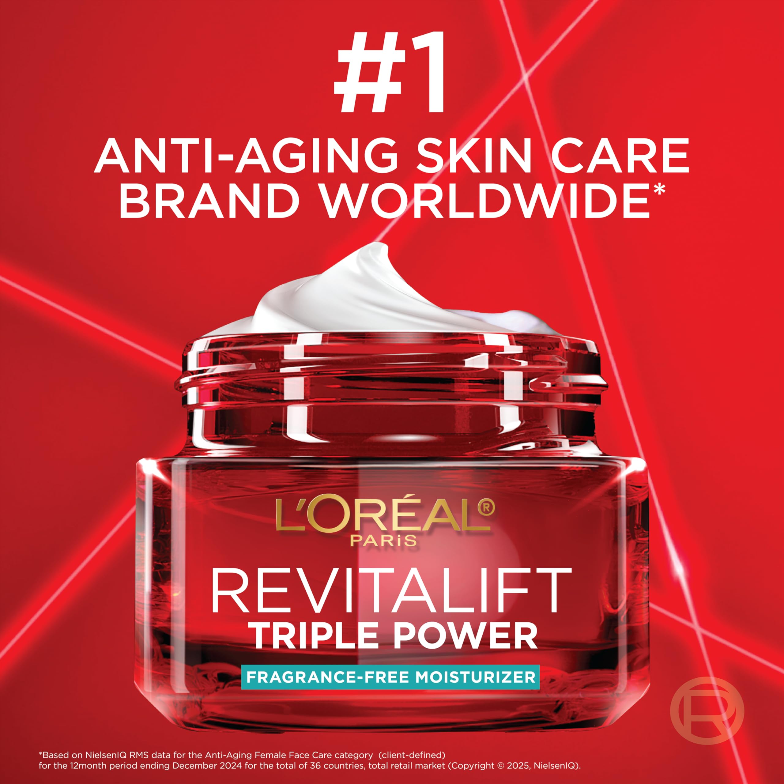 L'Oreal Paris Revitalift on face and neck supports versatile daily routine.