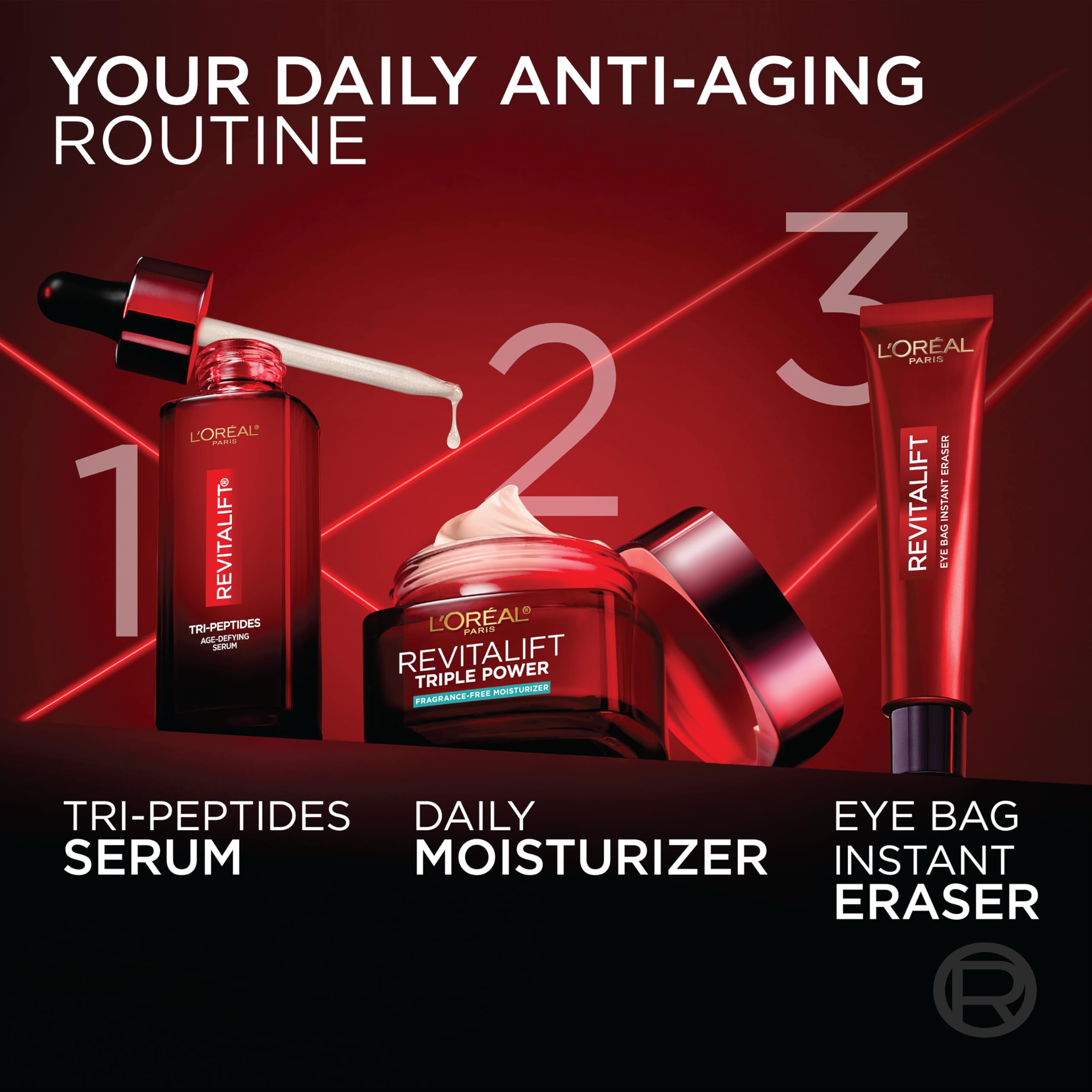 L'Oreal Paris Revitalift cream on skin provides hydration and smooth texture.