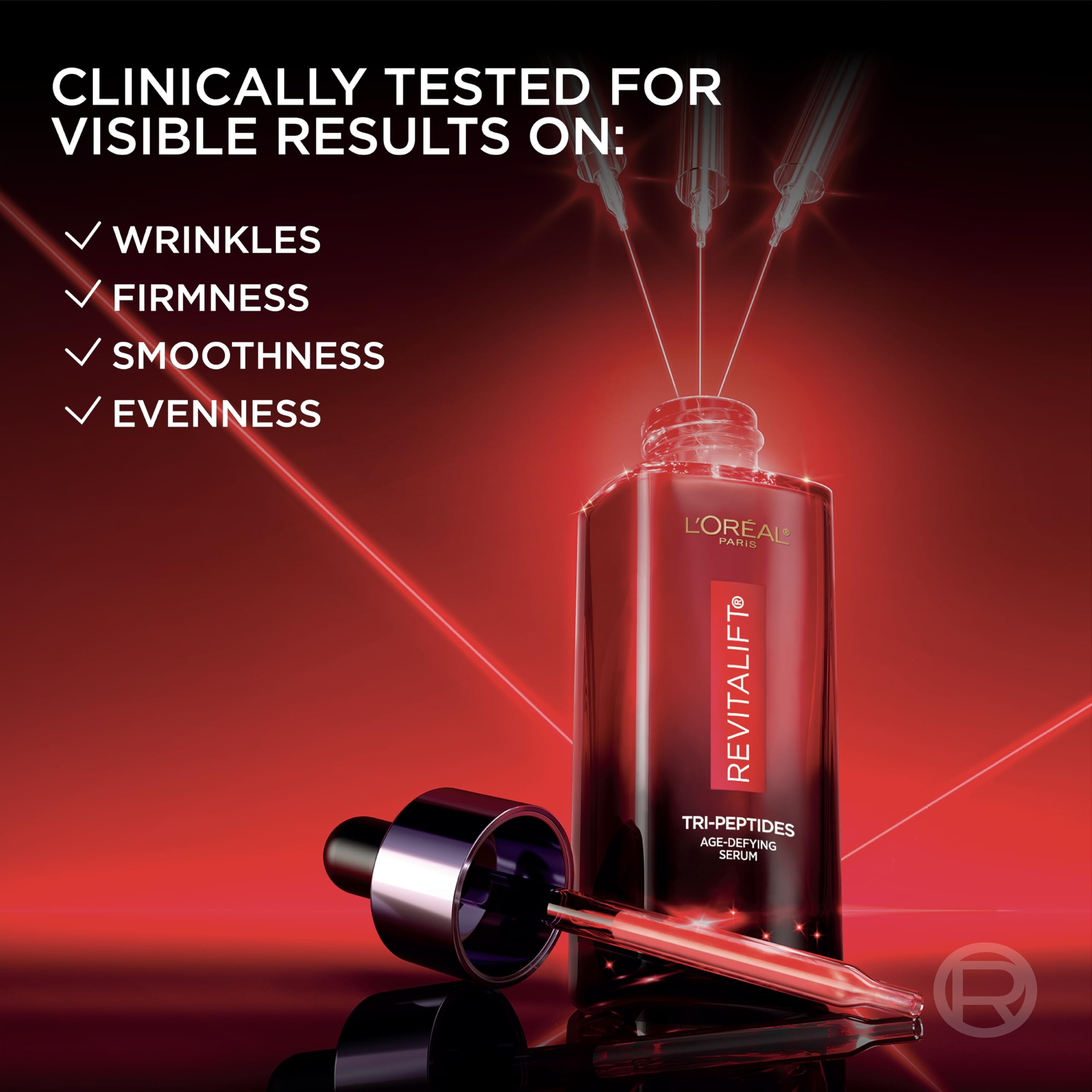 L'Oreal Paris Revitalift Triple Power image highlights Hyaluronic Acid and Vitamin C benefits.