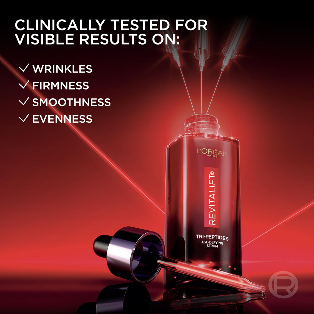 L'Oreal Paris Revitalift Triple Power image highlights Hyaluronic Acid and Vitamin C benefits.