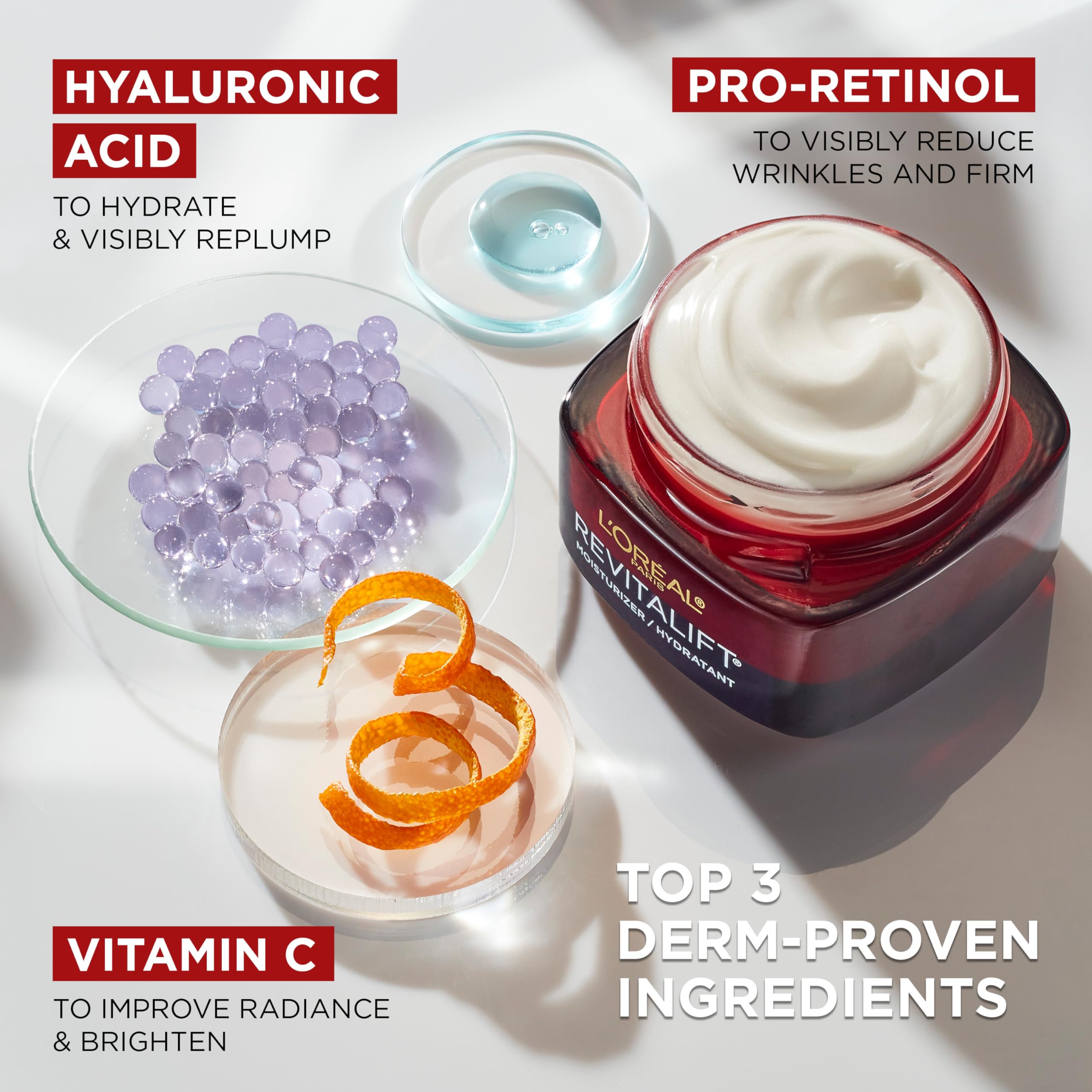 L'Oreal Paris Revitalift Triple Power jar top indicating easy daily application
