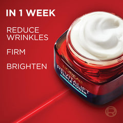 L'Oreal Paris Revitalift packaging highlights Pro-Retinol, Hyaluronic Acid for firming and hydration.