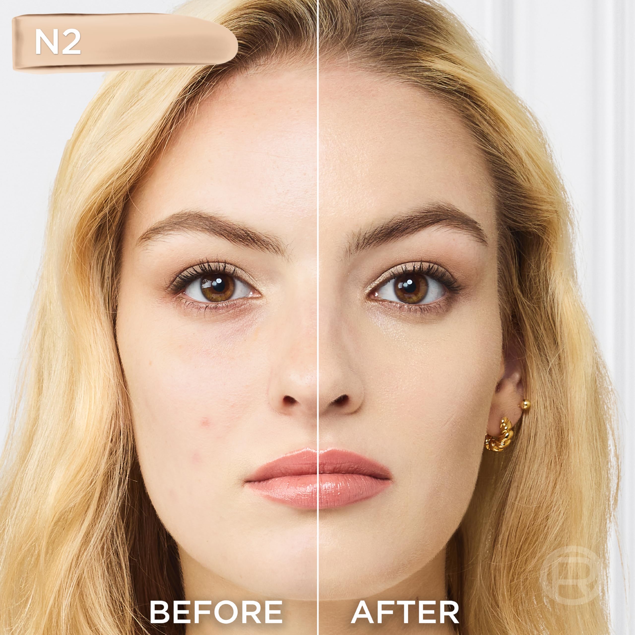 L'Oreal Paris True Match blendable liquid texture applied for a seamless look.