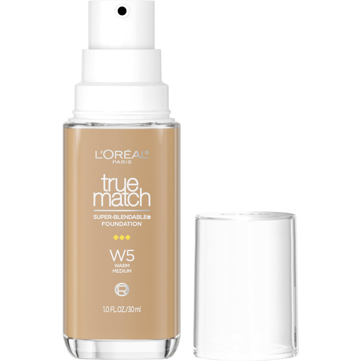 L'Oreal Paris True Match bottle with pump for easy, precise shade application.