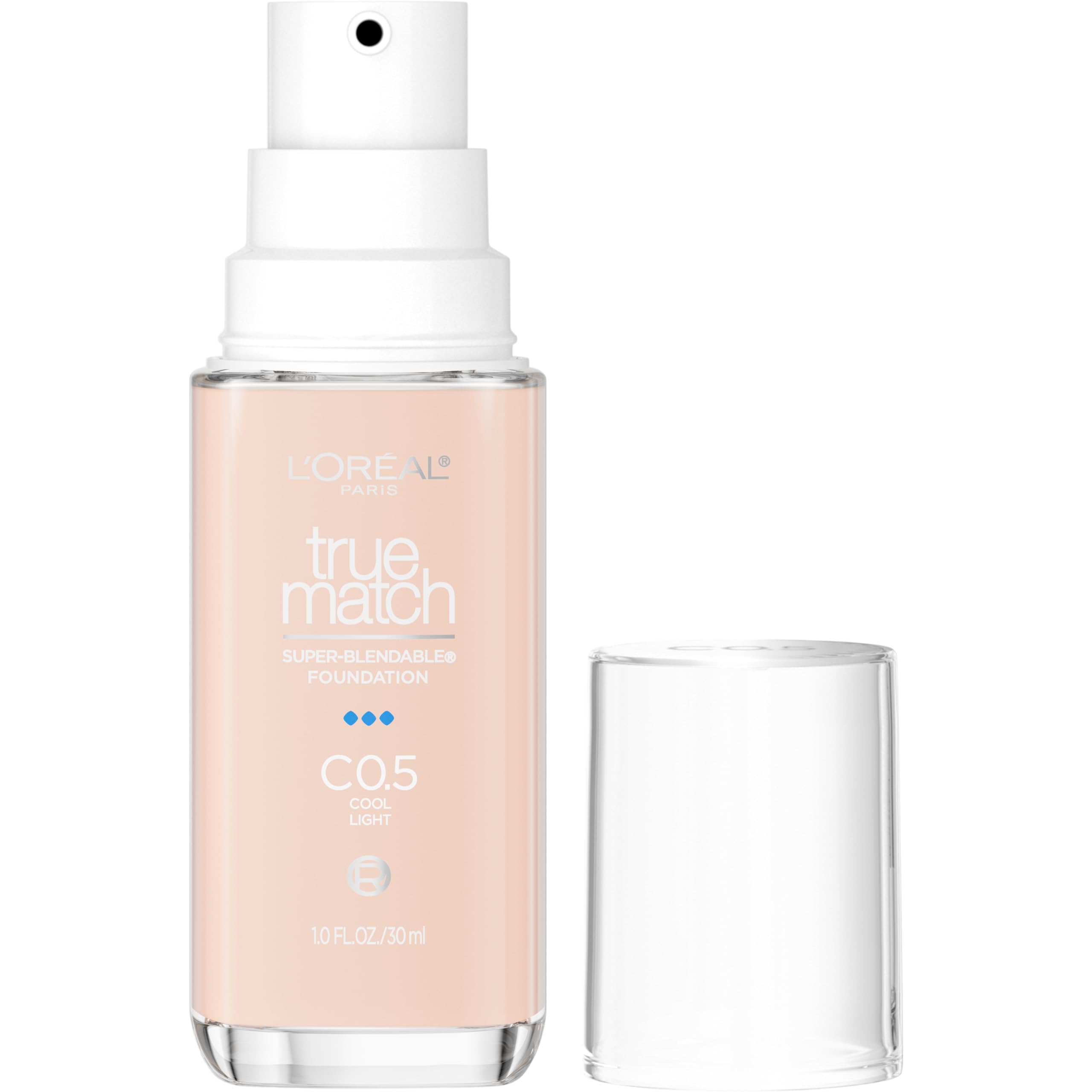 L'Oreal Paris True Match bottle with pump for easy, mess-free application.