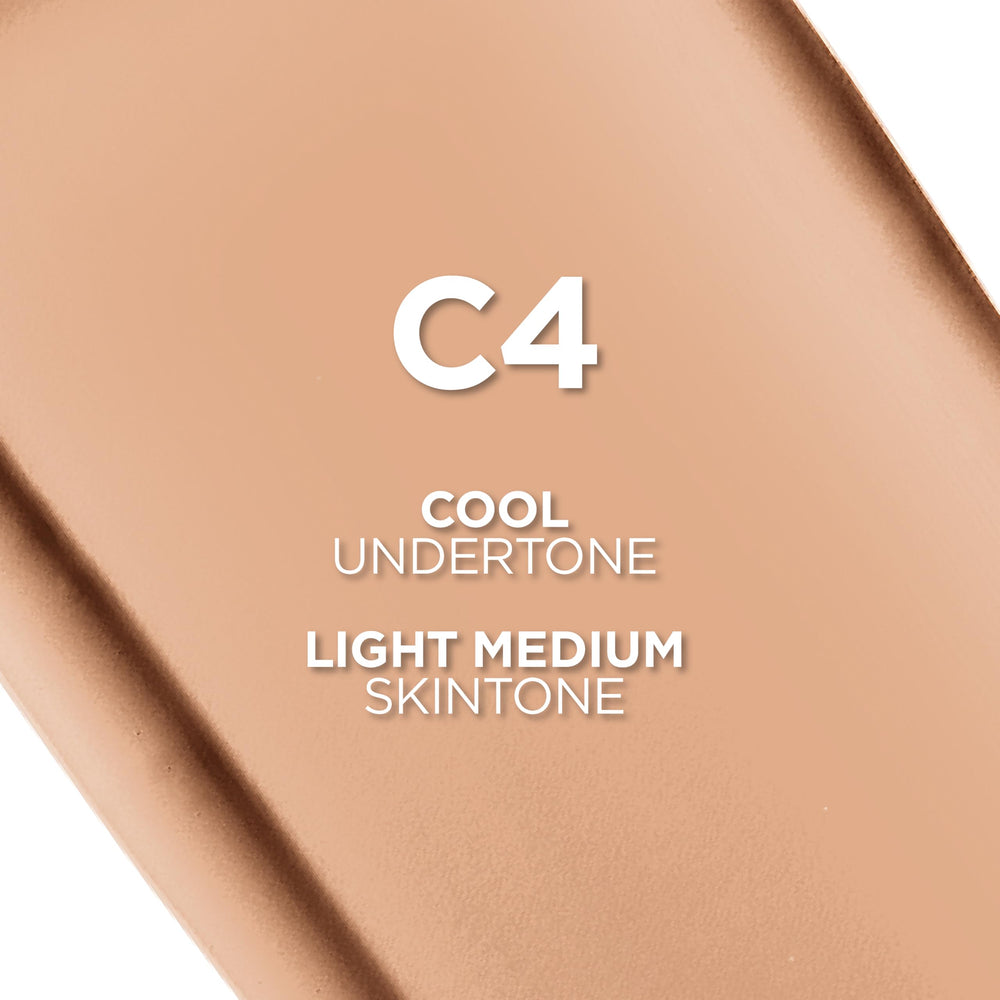 True Match shade C4 swatches showing natural undertone match for light medium skin
